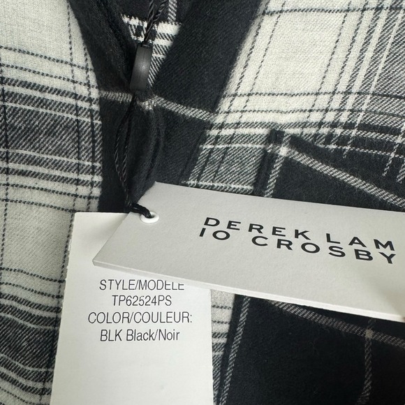 Derek Lam 10‎ Crosby Black White Plaid Shirt Flannel Dress Tie Waist Sz 2 NWT - Picture 5 of 9